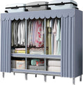Portable Closet Wardrobe with Cover Metal Garment Rack for Hanging Clothes and Shelves for Bedroom (Color : B, Size : 170x45x170cm)
