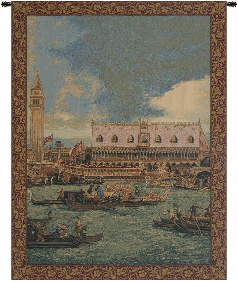 Charlotte Home Furnishings Inc. Bucintoro I Vertical Italian Tapestry Wall Hanging 34 X 24 Inch Viscose Cotton And Polyester Blend Wall Art Perfect For Home And Wall Decor By Alessia Cara