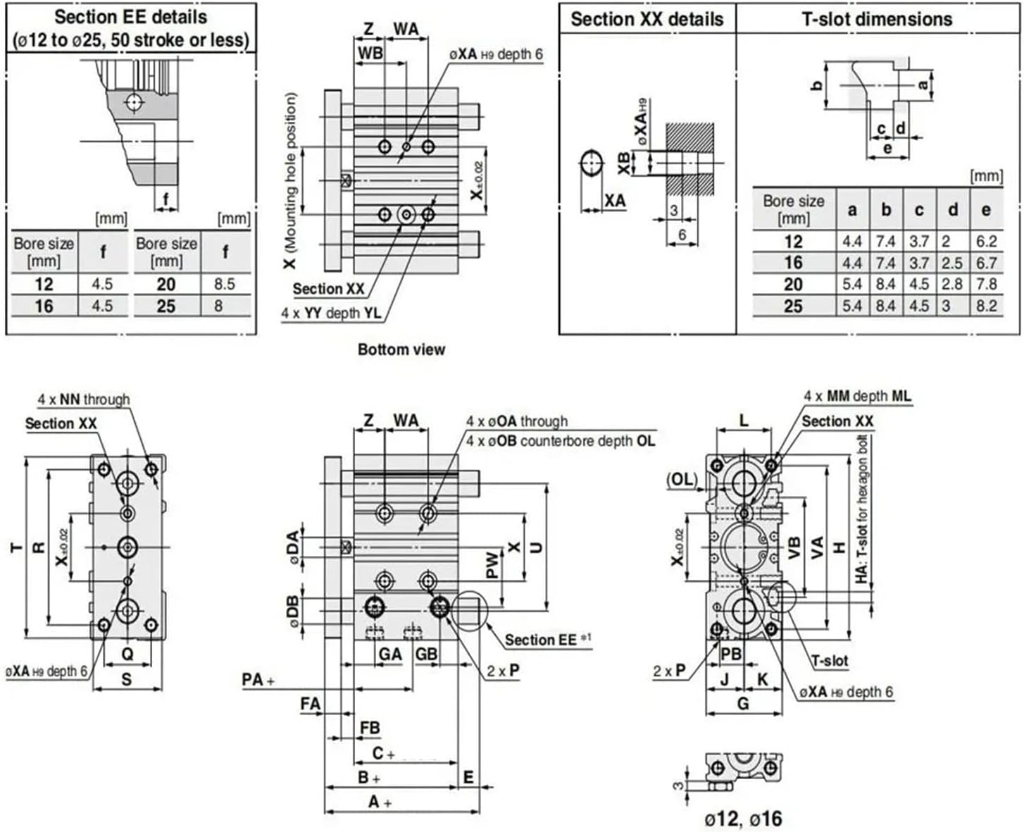 Compact Guide Cylinder Thin Three Axis Air Pneumatic Cylinder With Guide Rod Bore 20mm 20-200mm(20mm stroke)