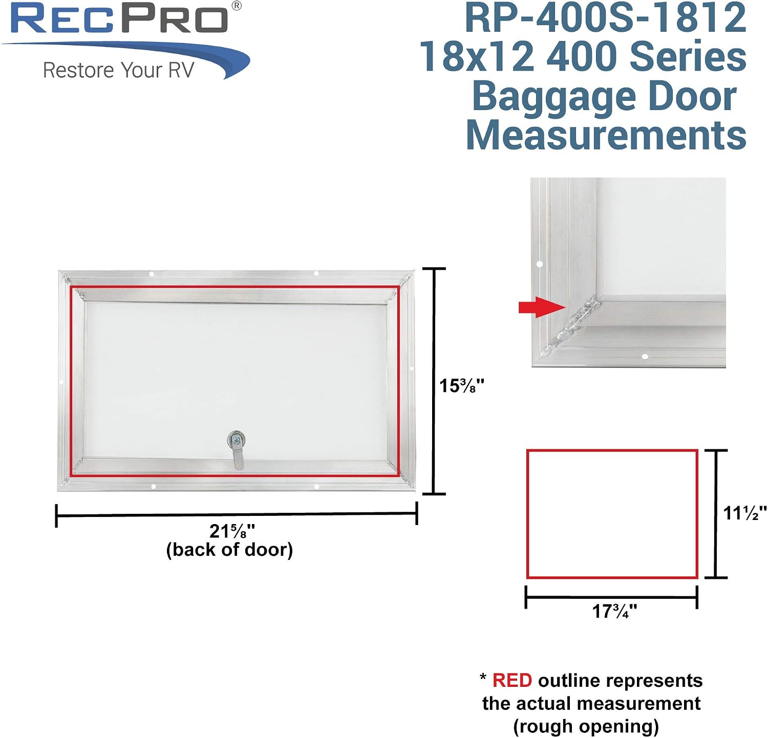 RecPro Square RV Baggage Door | Compartment Storage | RV Storage | Trailer Storage | Camper Storage (12' W x 18' H) | Made in America