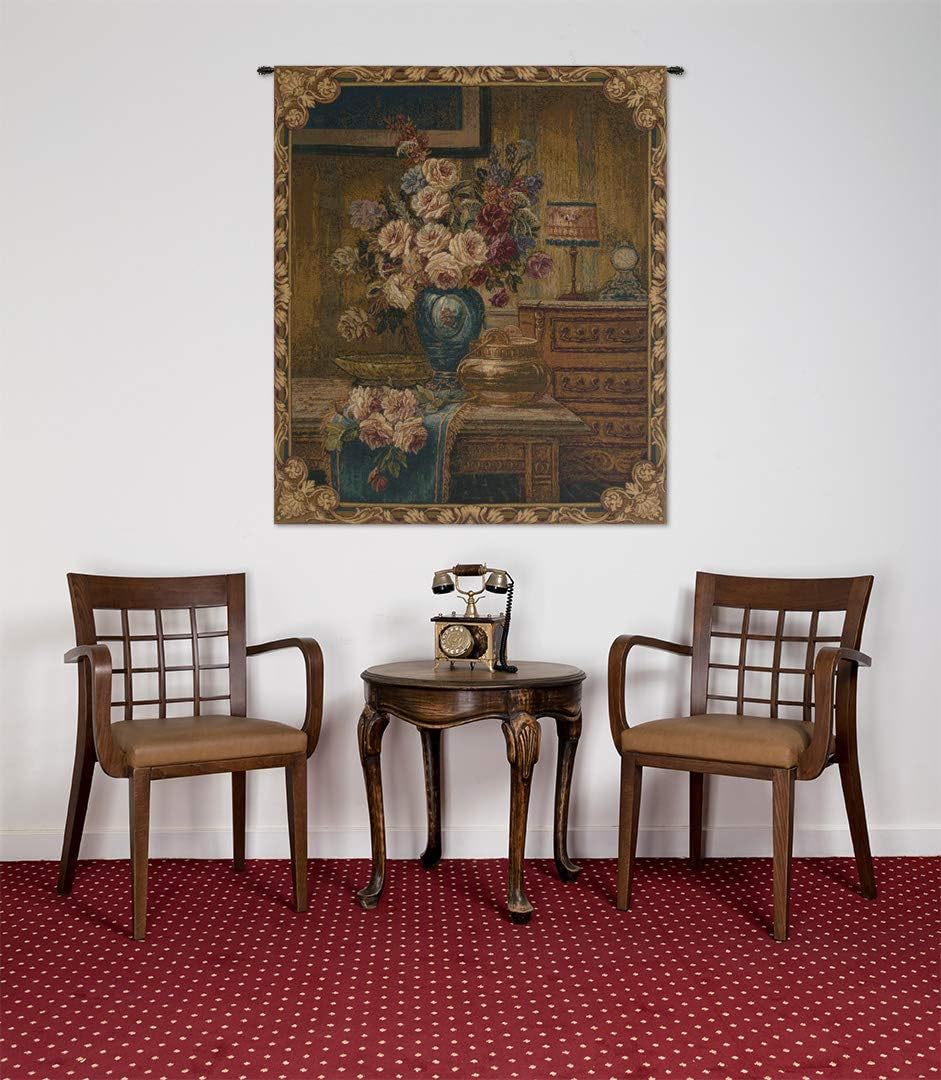 Charlotte Home Furnishings Italian Tapestry Wall Hanging 30x 26 in Floral Setting Wall Art Floral Tapestry for Bedroom Aesthetic Living Room and Home Decor European Soft Cotton Jacquard Woven