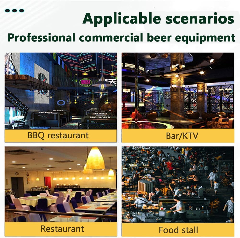 4 Taps Stainless Steel Tower, Pipe Tower Kegerator, with LED Beer Labels, Electroplating Surface (Gold/Sliver),Silver