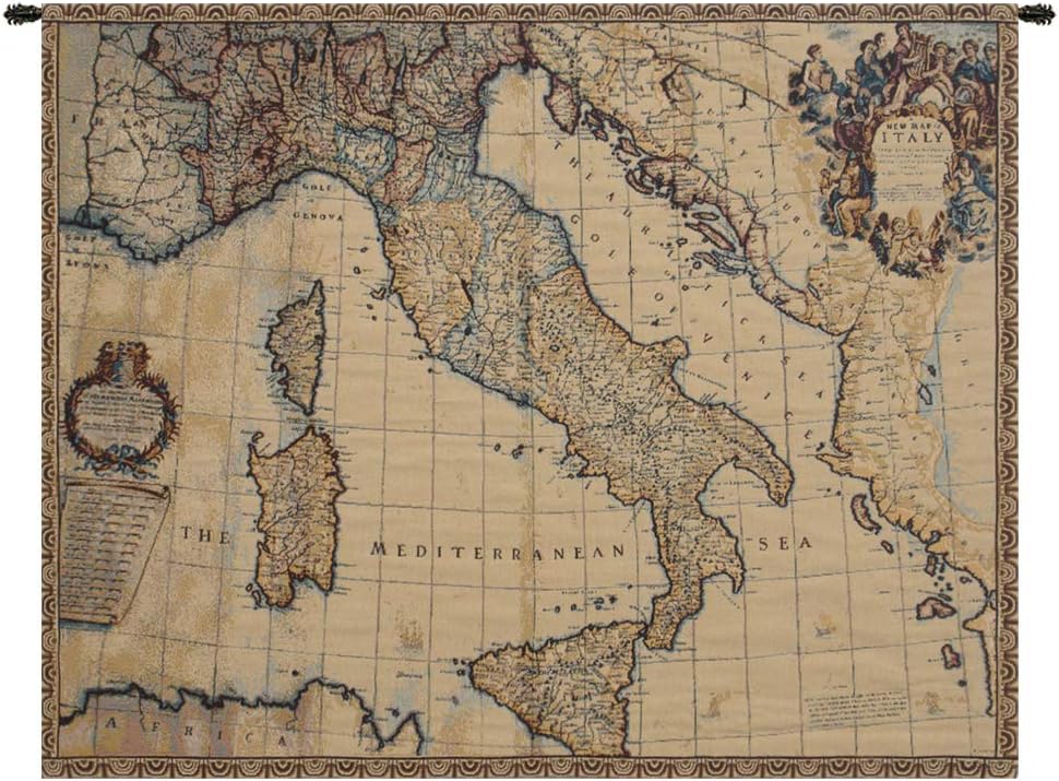 Charlotte Home Furnishings Inc. Ancient Map Of Italy Italian Tapestry Wall Hanging 25 X 33 Inch Viscose Cotton And Polyester Blend Wall Art Perfect For Home Decor And Wall Decor By Alessia Cara