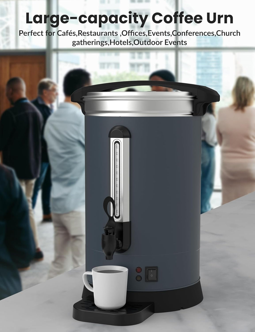 80 Cup Coffee Urn and Hot Beverage Dispenser, 12L/3.2Gal Commercial Coffee Maker Stainless Steel, Double Wall Insulation, Large Hot Coffee Dispenser for Party Buffet Catering Wedding