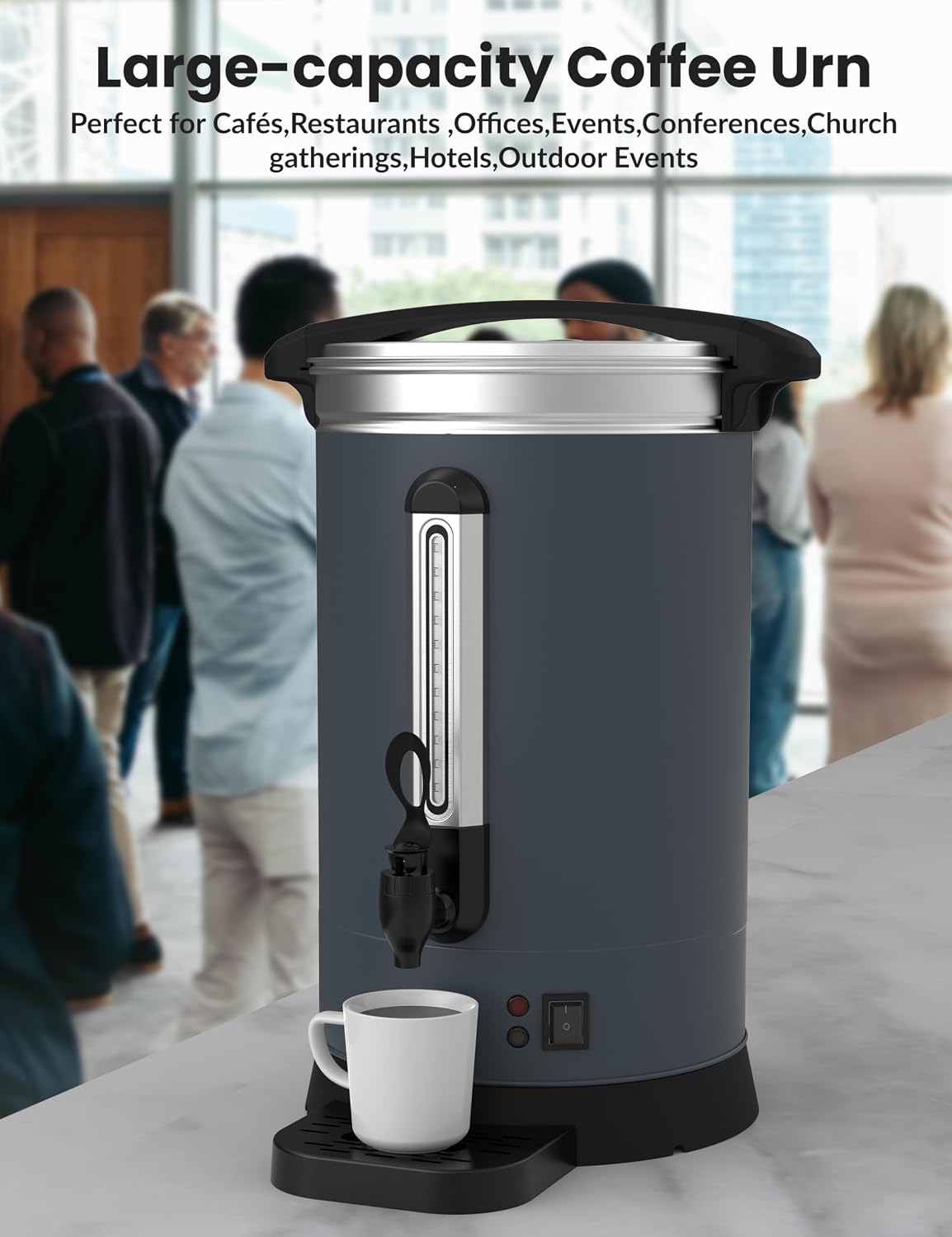 80 Cup Coffee Urn and Hot Beverage Dispenser, 12L/3.2Gal Commercial Coffee Maker Stainless Steel, Double Wall Insulation, Large Hot Coffee Dispenser for Party Buffet Catering Wedding