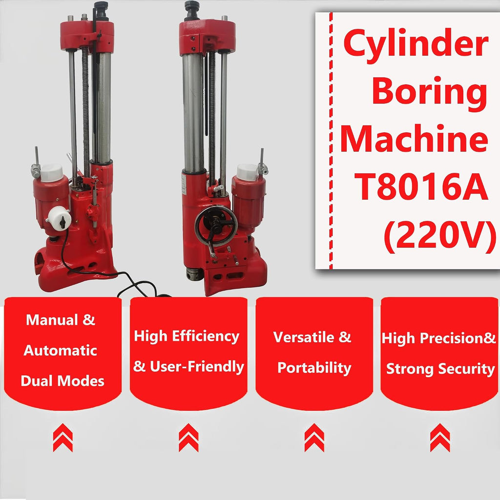 T8016A Cylinder Boring Machine for Automotive & Motorcycle Engines 220V Single-Phase High Precision Engine Cylinder Repair Machine with 80-165mm Boring Range with Heavy Duty Cutting Capacity