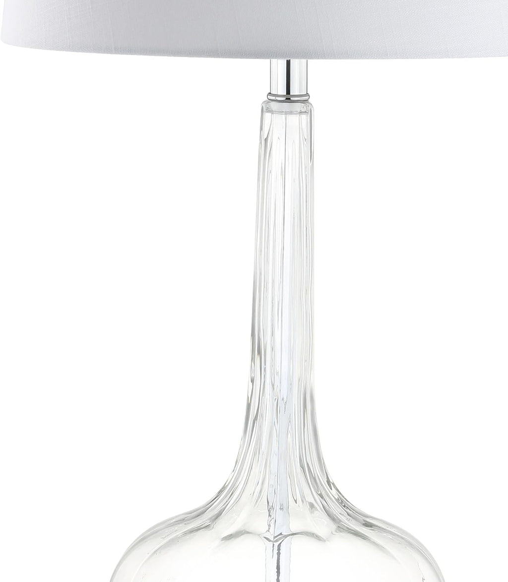 Eyely EYL1079C-SET2 Cooper 28.5' Glass Teardrop LED Table Lamp for Reading Room, Living Room, Office, Bedroom, Contemporary, Transitional, Clear (Set of 2)