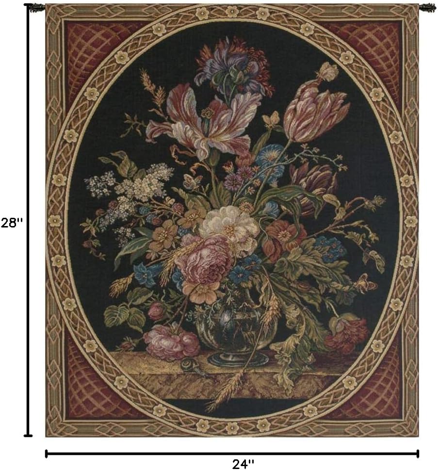 Charlotte Home Furnishings Inc. Flower Bouquet Italian Tapestry Wall Hanging 28 X 24 Inch Viscose Cotton & Polyester Blend Wall Art Perfect for Home Decor & Wall Decor By Alberto Passini