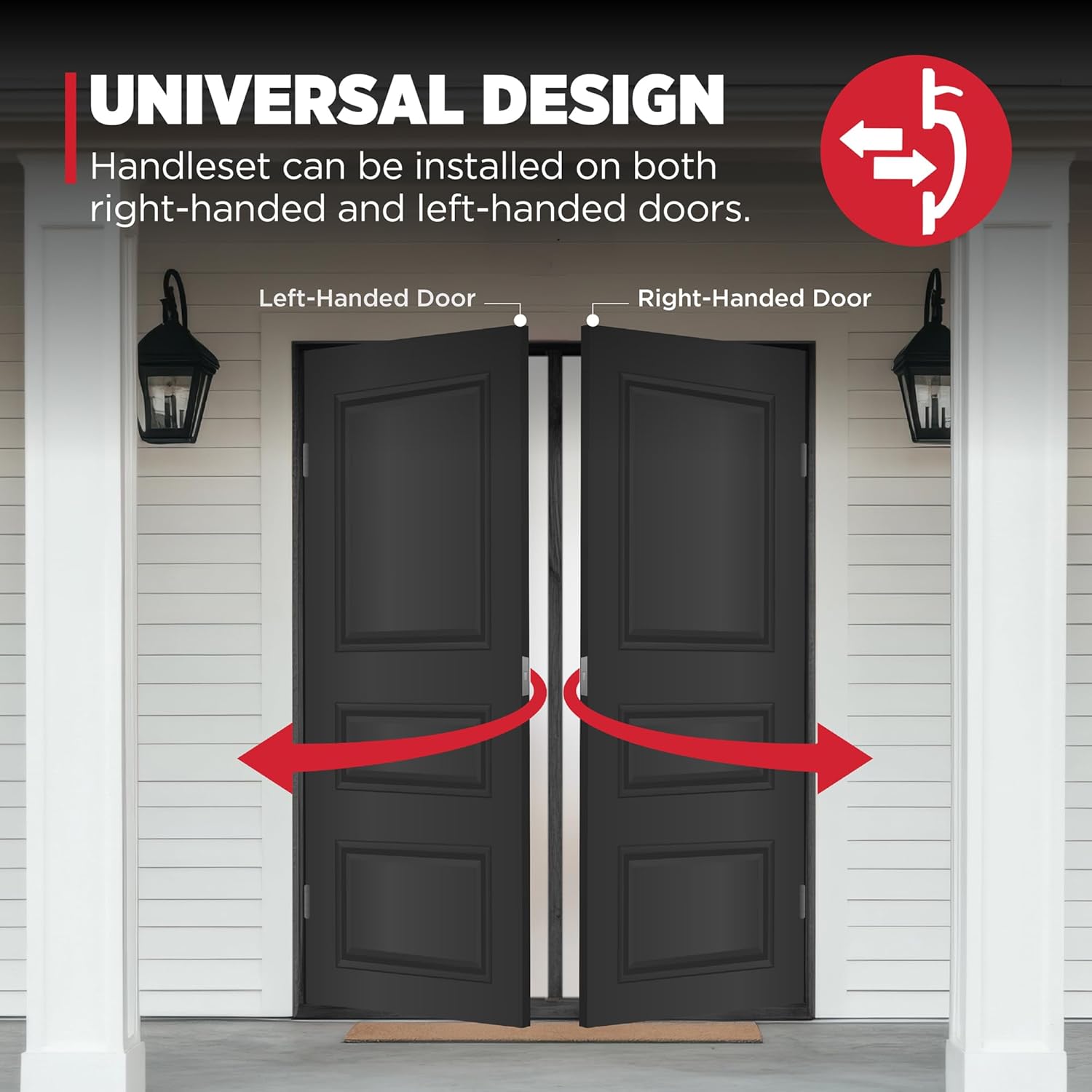 Kwikset Montara Front Door Lock Handle and Deadbolt Set, Entry Handleset Exterior with Interior Doorknob, Satin Nickel, Pick Resistant SmartKey Rekey Deadbolt Security, with Microban Protection