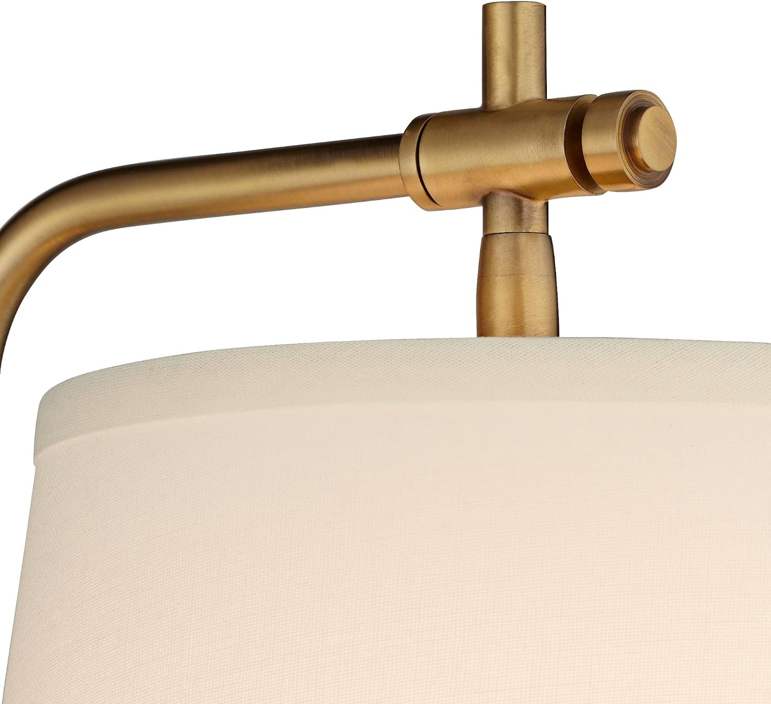 Barnes and Ivy Seline Modern Wall Lamps Set of 2 Warm Gold Metal Plug-in 9' Adjustable Swivel Off-White Linen Drum Shade for Bedroom Living Room Home Hallway Dining Kitchen