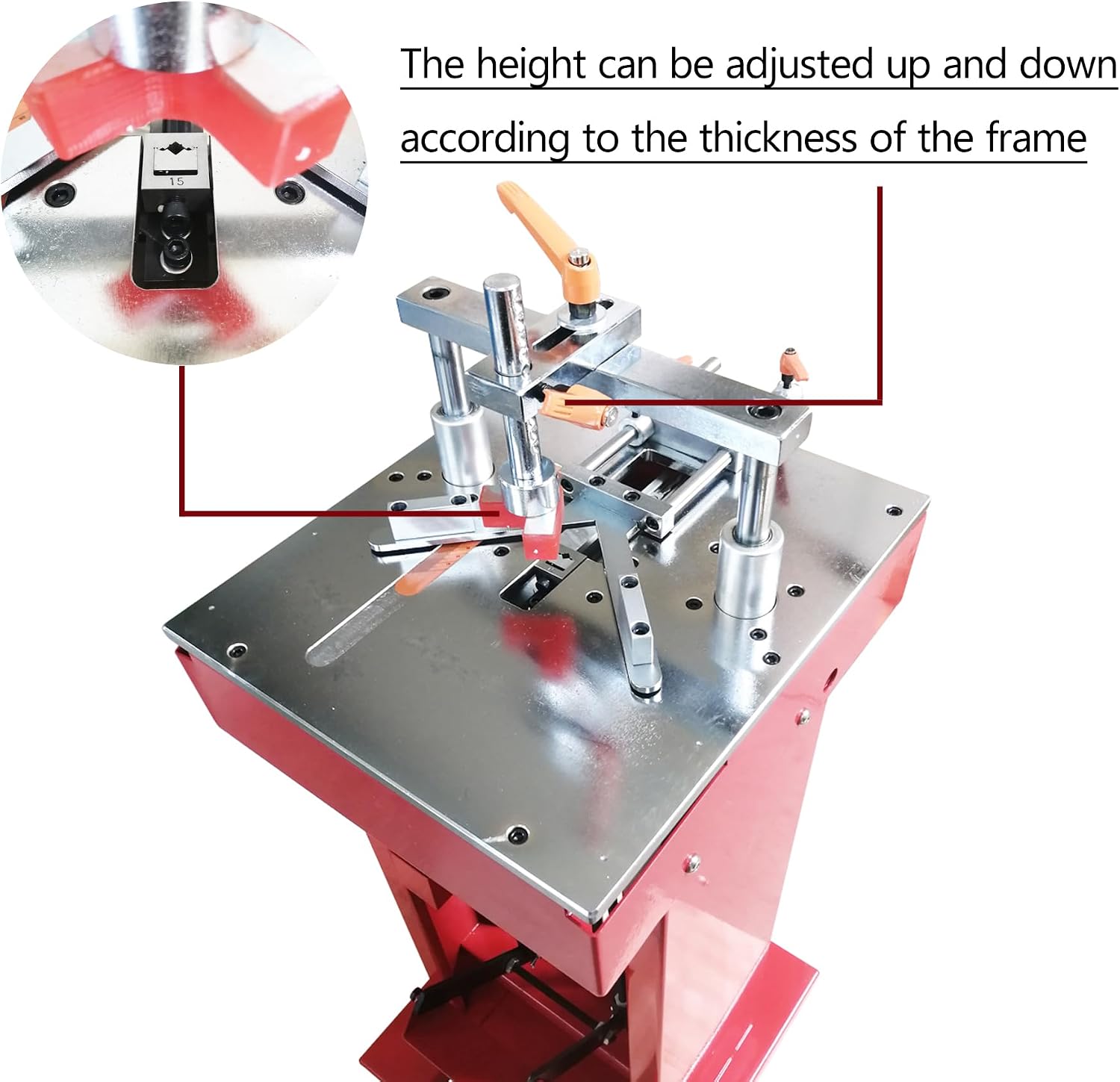 TECHTONGDA Picture Framing Machine Pedal Iron Picture Frame Nailer, Manual Nail Angle Machine Wood Corner Frame Joiner with V-Nail 7,10,12,15mm