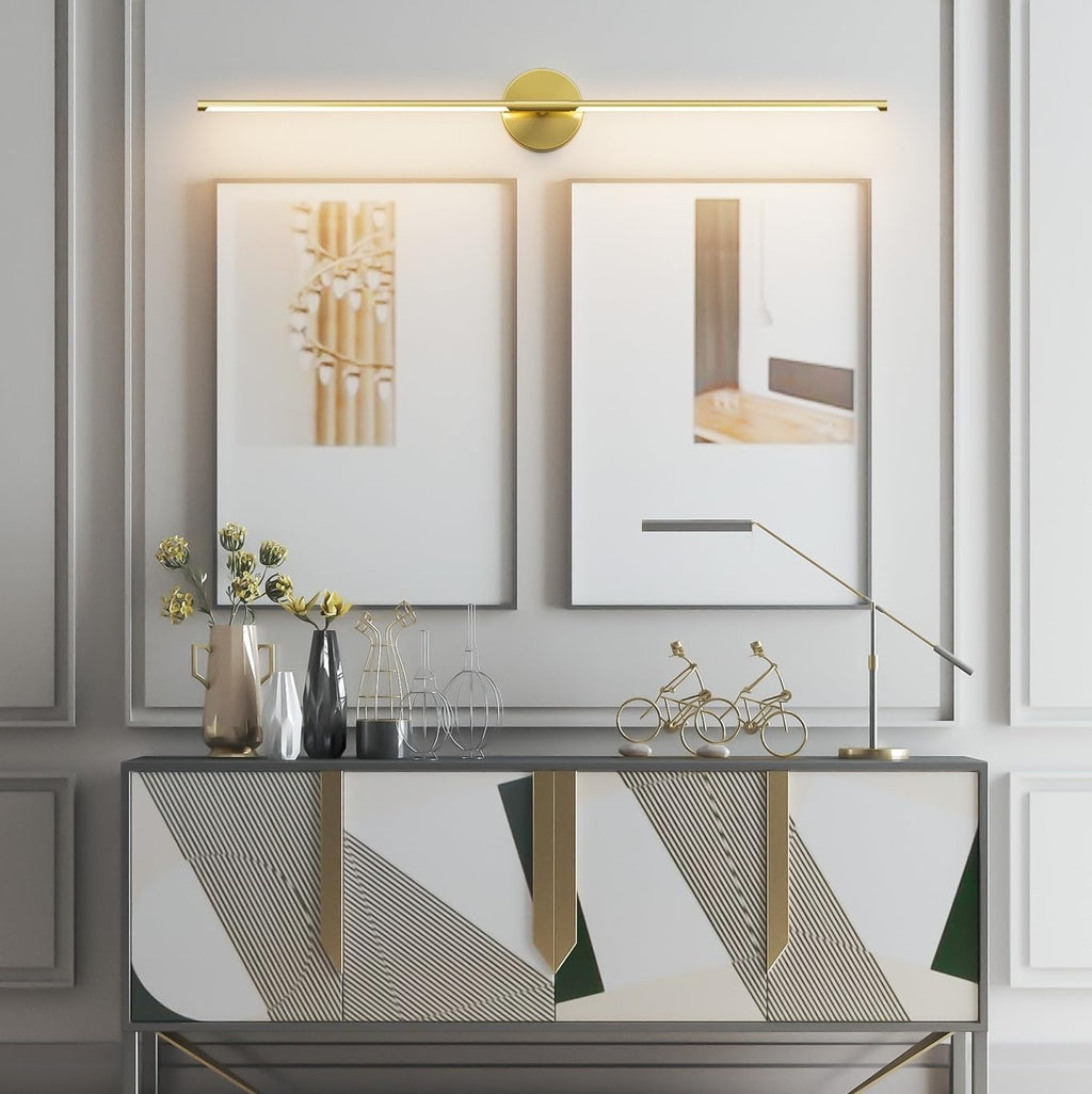 40Inch Hardwired Gold Wall Sconces Set of Two,360° Rotate Modern Linear Wall Light 30W Gold Vanity Light 3000K for Bathroom, Living Room(2 Pack)