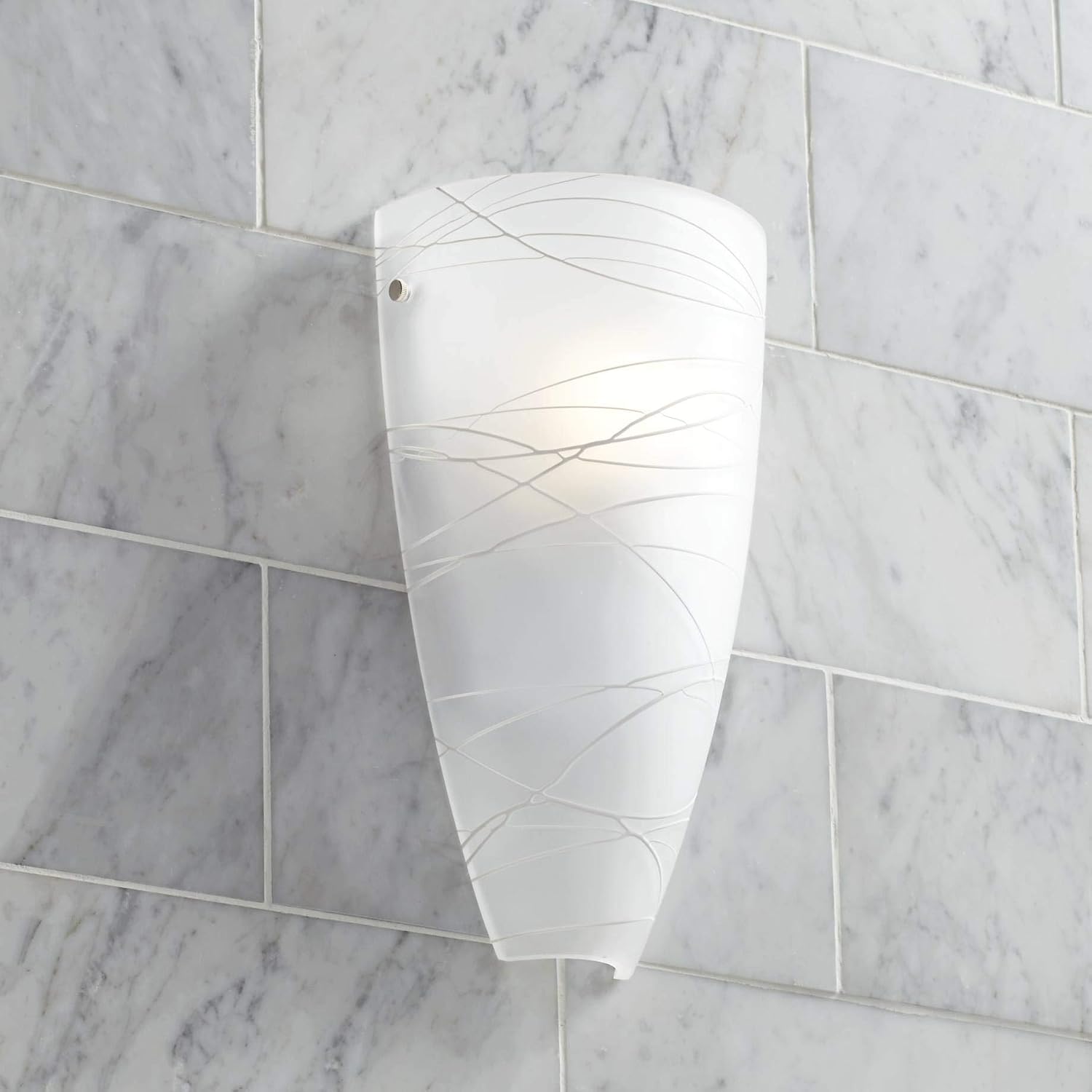 Possini Euro Design Isola Modern Wall Sconces Set of 2 White Striped Glass Pocket Hardwired 13 1/4' High Light Fixtures for Bedroom Bathroom Bedside Living Room Home Hallway Dining Kitchen Decor