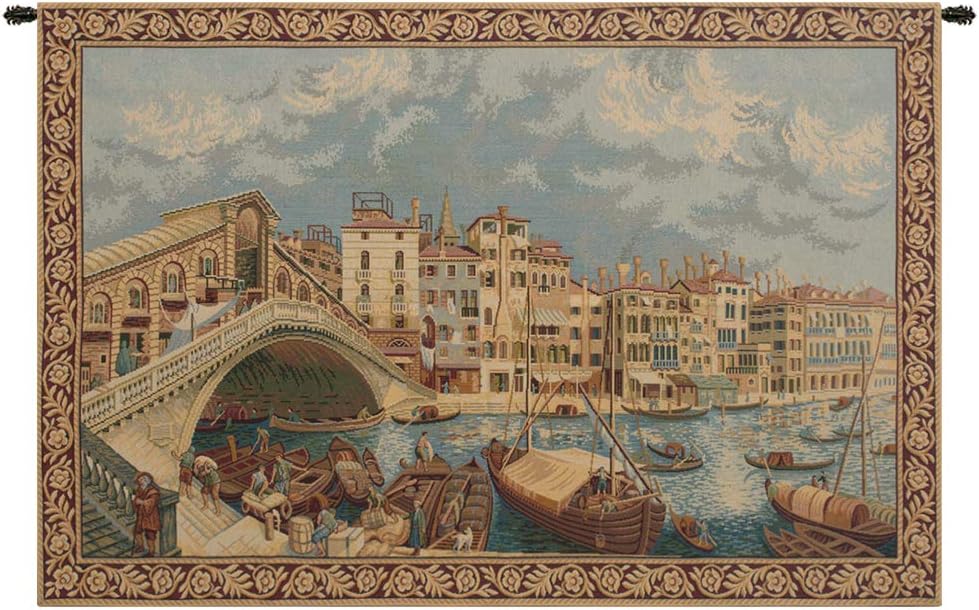 C Charlotte Home Furnishings Inc Ponte di Rialto Tapestry Wall Hanging | Viscose Cotton and Polyester Blend Wall Art | 26 in. x 39 in. | Home Decor Accents | Inspired by Alberto Passini
