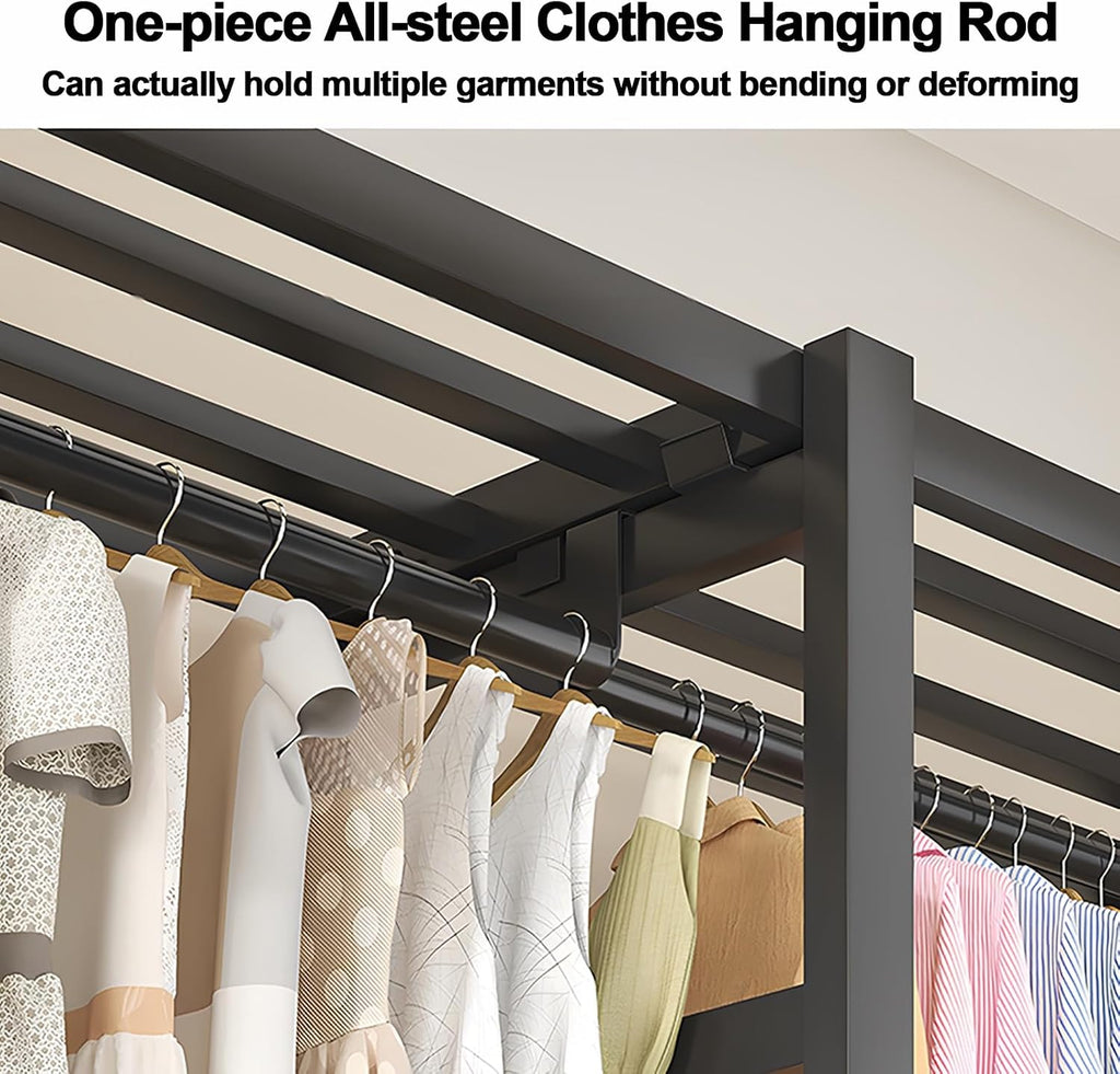 Foldable Clothe Rack with Cover, Portable Wardrobe Closet for Bedroom, Garment Rack for Hanging Clothes, Organizer Storage Closet for Bedroom(White2,182cm/71.7inch)