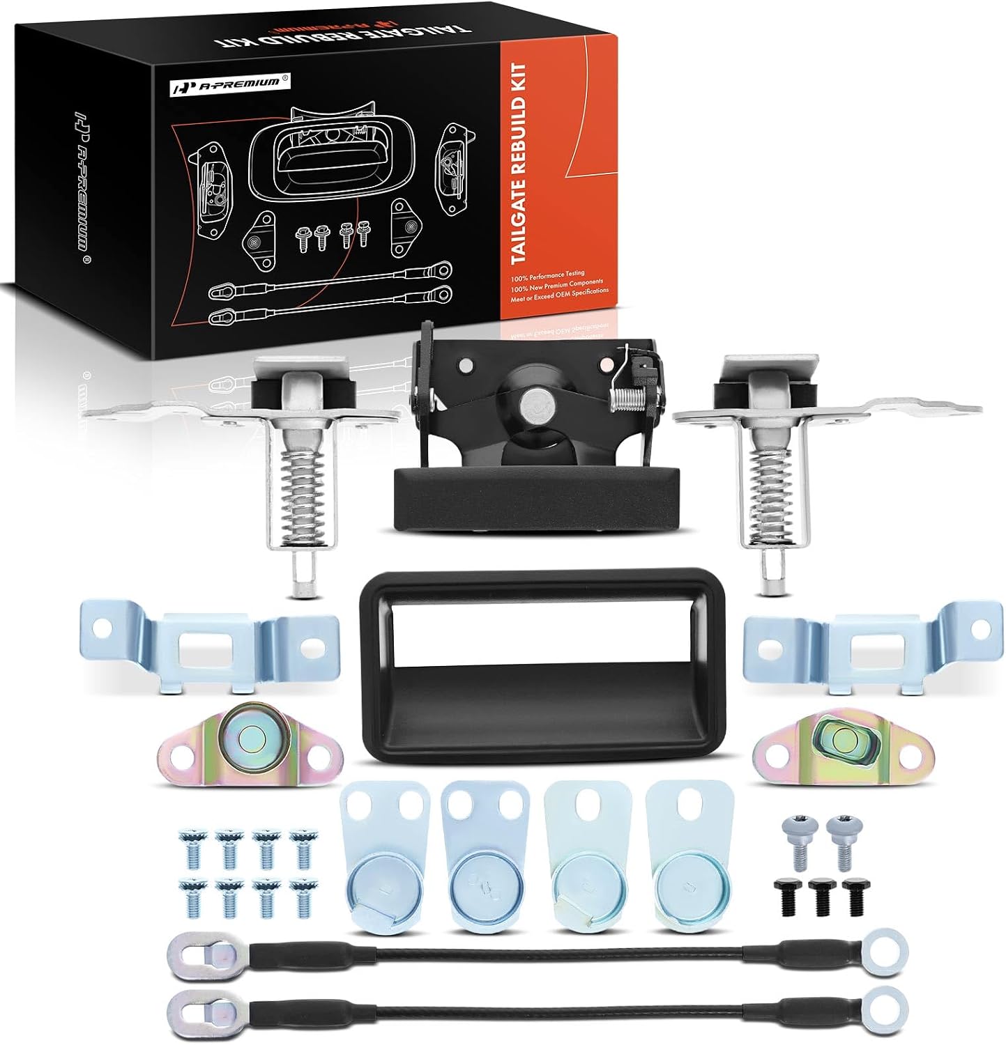 A-Premium Tailgate Rebuild Kit Compatible with Chevrolet & GMC Models - C1500, C2500, C3500, K1500, K2500, K3500, Rear Tailgate Parts Metal Handle Bezel Latch Cable Hinge Bolts (Pack of 27)