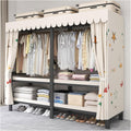 Foldable Portable Wardrobe Closet, Freestanding Clothing Rack, Metal Closet Organizer, Armoire Storage Garment Racks For Hanging Clothes, 30mm Thick Steel Tubes(E,192cm/75.6in)