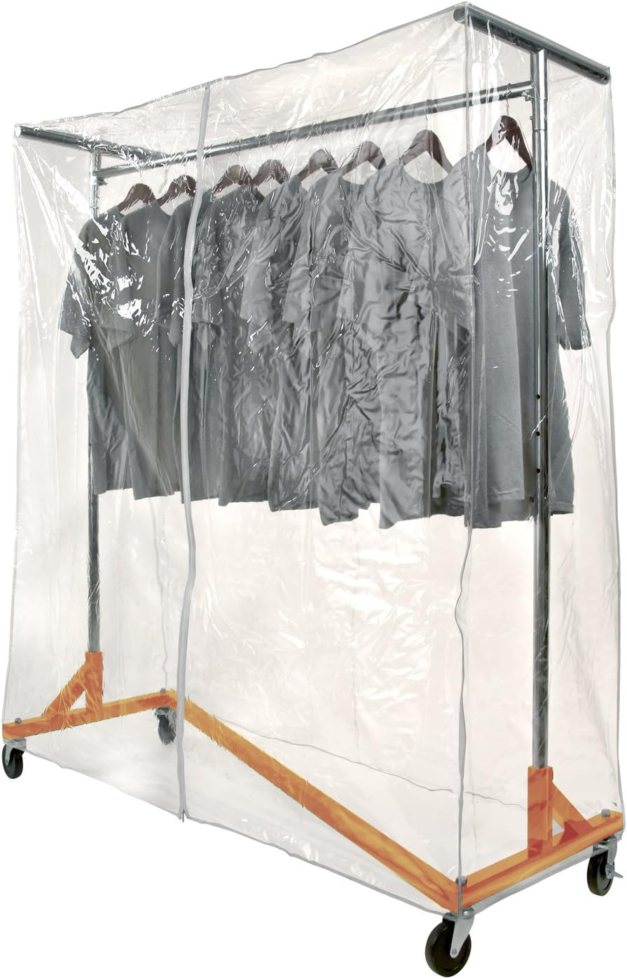 Commercial Grade Garment Orange Base Z-Rack with Cover Supports & Vinyl Cover