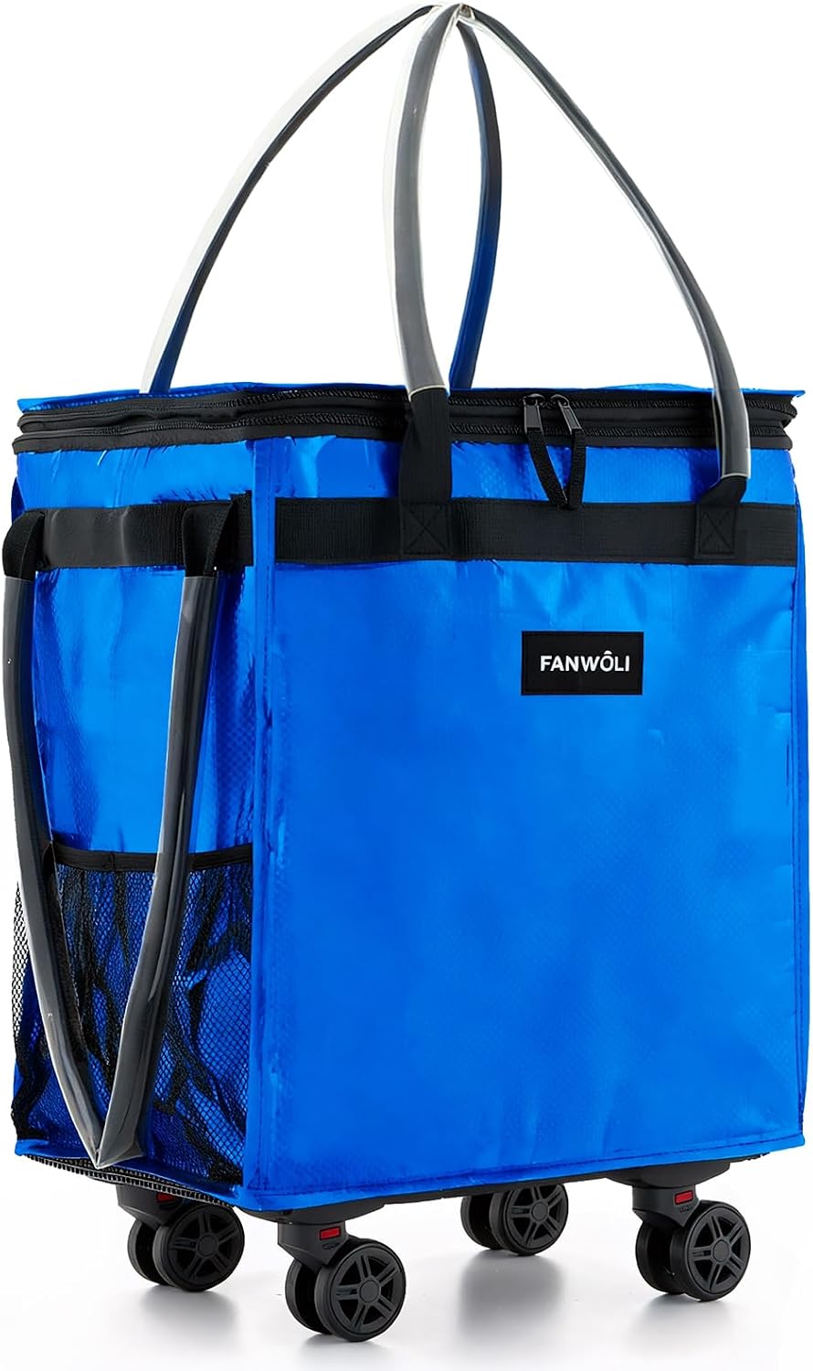 Fanwoli Dancer's Mobile Combo:80L Reusable Grocery Bag on Wheels + 23' Dance Bag with Garment Rack|Upgrade Stability, Simplify Your Move| Ideal for Competitions, Rehearsals & Daily Errands