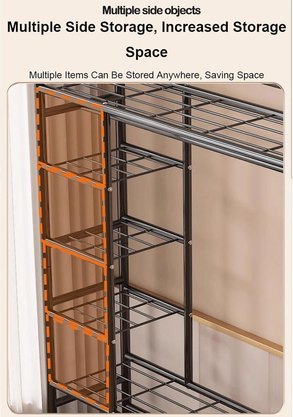 6 Tier Heavy Duty Garment Rack on Wheels Metal Portable Clothing Rack w/Hanging Rod Rolling Clothes Rack Freestanding Open Wardrobe Closet Organizer for Bedroom