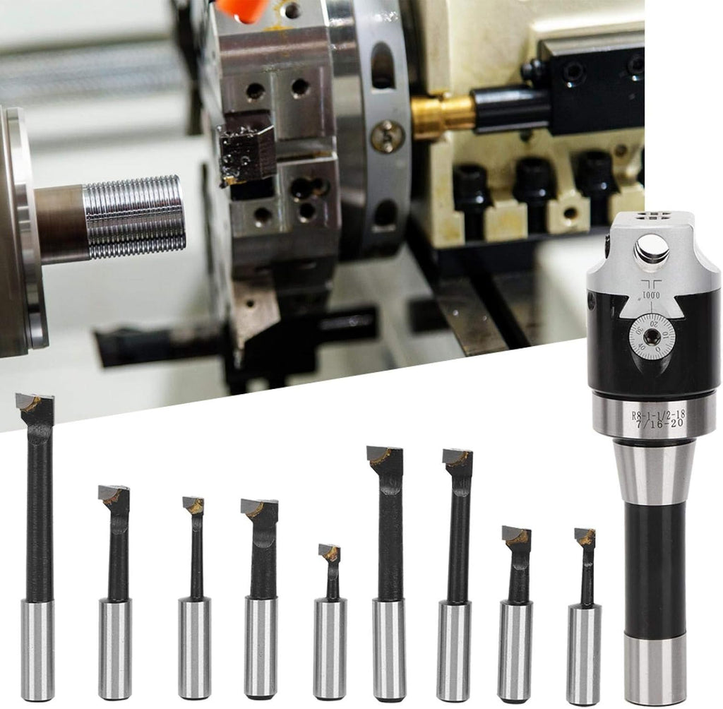 Boring Head Set 9pcs 2' w/R8 Shank 1/2' Carbide Boring Bar Set Bridgeport CNC Milling Set Mechanical Accessory