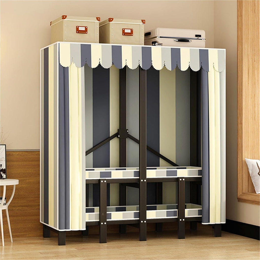 Portable Closet Rack Heavy-Duty Foldable Garment Racks With Cover, Freestanding Hanging Clothes Storage Wardrobe For Bedroom, Wardrobe Closet Coat Storage Garment Racks System(130 * 50 * 170CM)