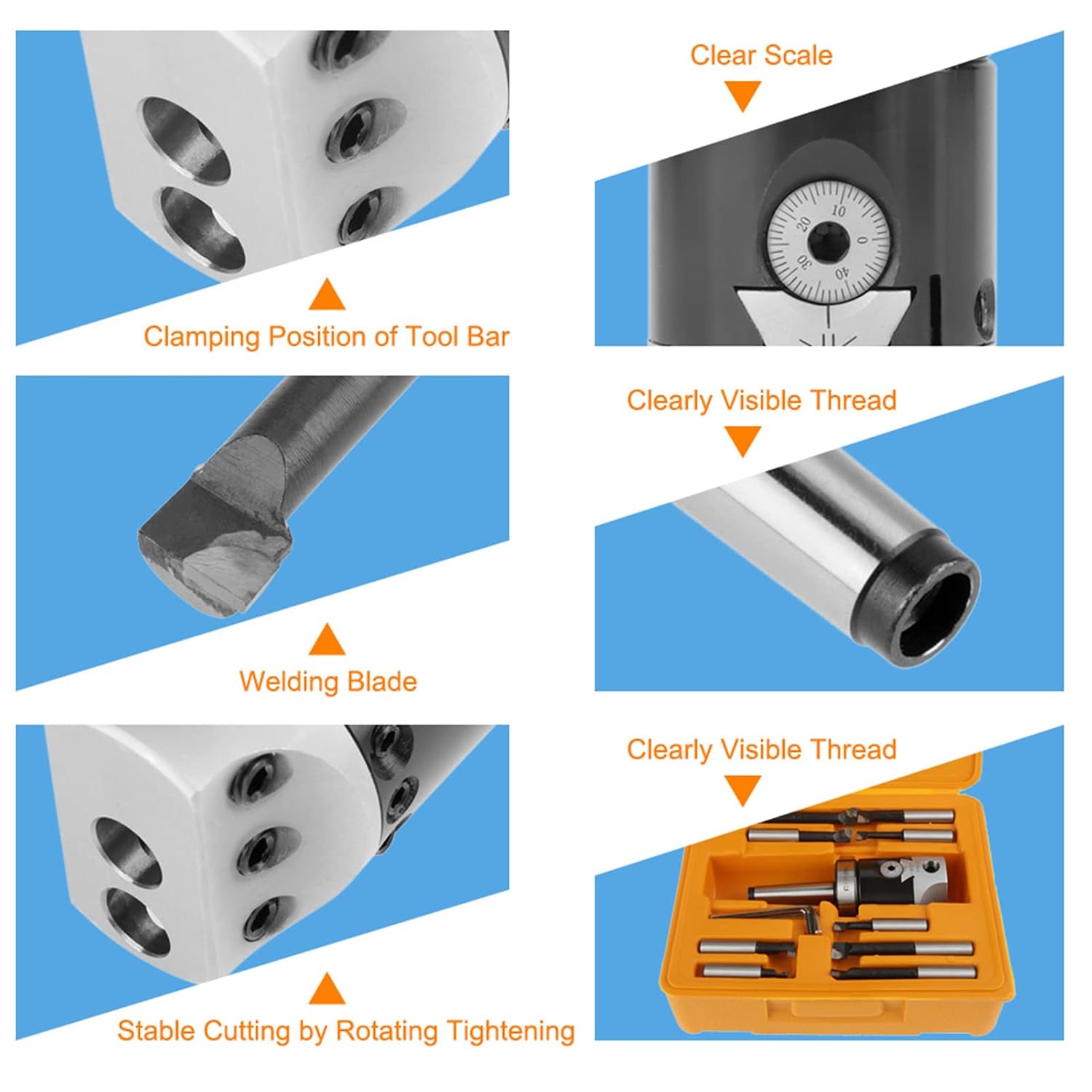 Brilluxa Boring Head Kit, Milling Boring Bar, MT2 M10 Cutter Kit, 9PCS 12mm Bars CNC Milling Machine Accessories for Precision Boring Work