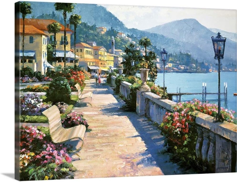CANVAS ON DEMAND Bellagio Promenade Canvas Wall Art Print by Howard Behrens, Traditional, Home Decor, Design, Ocean Artwork, 48'x36'