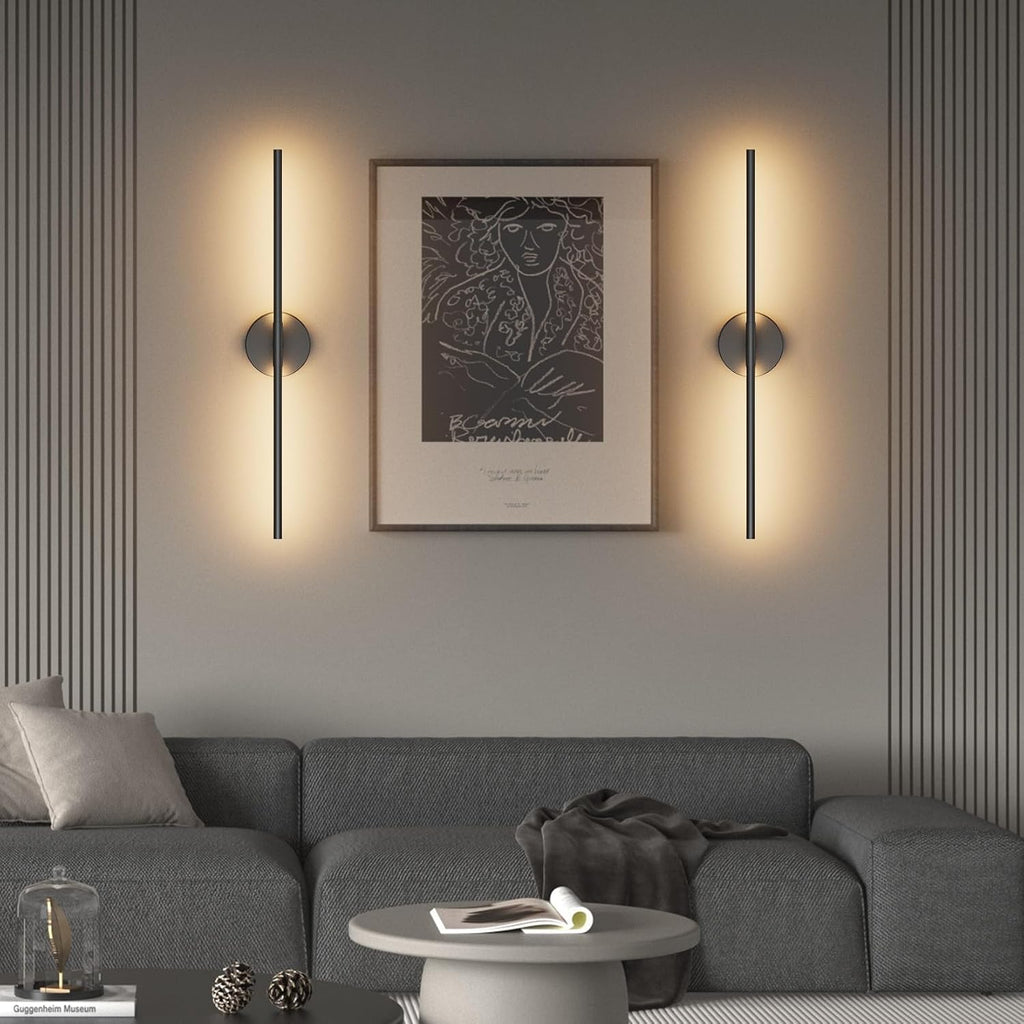 28In Black Wall Sconce Set of Two Hardwired 3000K LED Modern Wall Light Fixture 360° Rotatable for Living Room Hallway Bedroom(2 Pack)