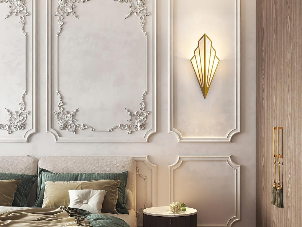 Battery Operated Wall Sconces Set of 2,Not Hard Wired Fabric Shade Triangle Remote Control Wall Lights, Wireless Lamp Fixture for Bedroom, Living Room, Bathroom, Hallway (Color : Gold)