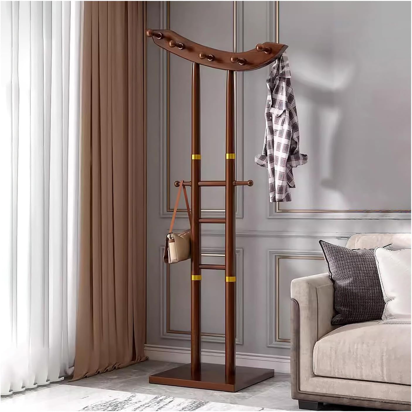 Portable Bamboo Clothing Rack - Freestanding Garment Stand for Laundry, Guest Room, Apartment & Entryway - Stylish & Space-Saving Organizer for Clothes & Accessories