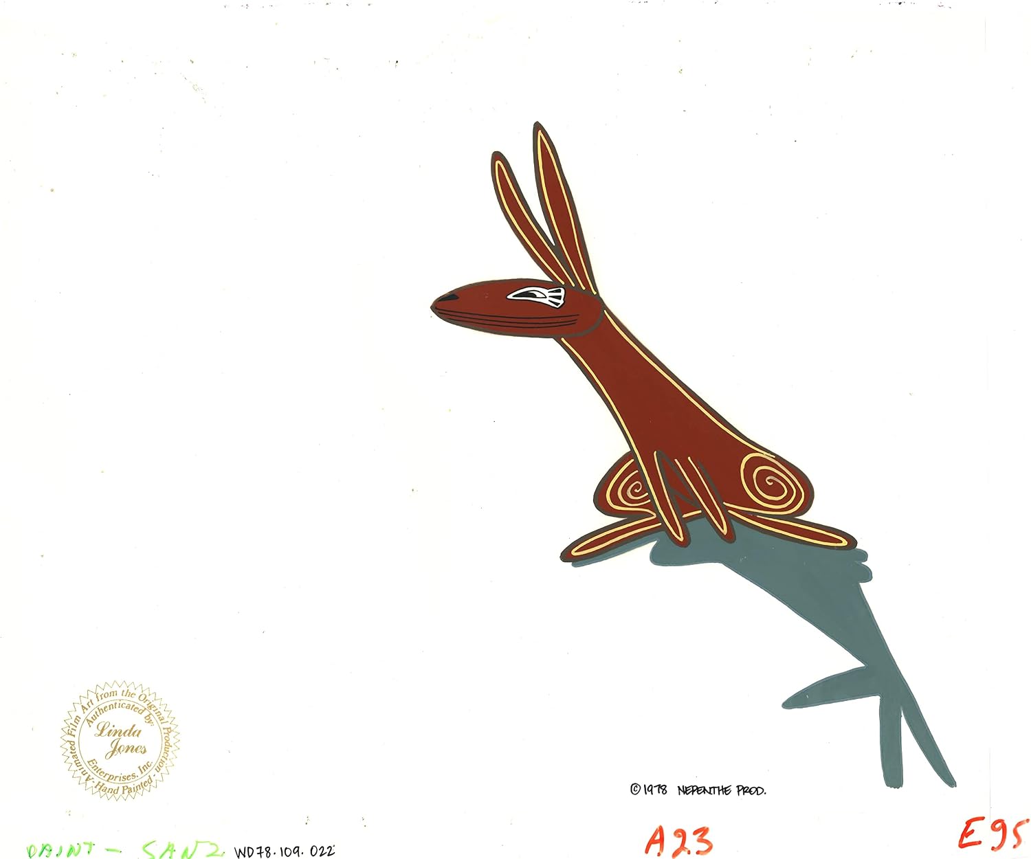 Watership Down Opening Fable El-ahrairah 1978 Production Animation Cel with LJE Seal and COA 109-022