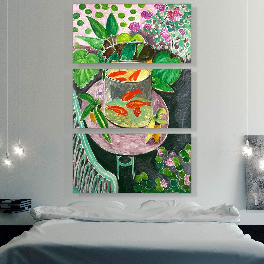 ARTCANVAS Goldfish 1911 Canvas Art Print Stretched Framed Painting Picture Poster Giclee Wall Decor by Henri Matisse - 90' x 60' (1.50' Deep) (3-Piece)