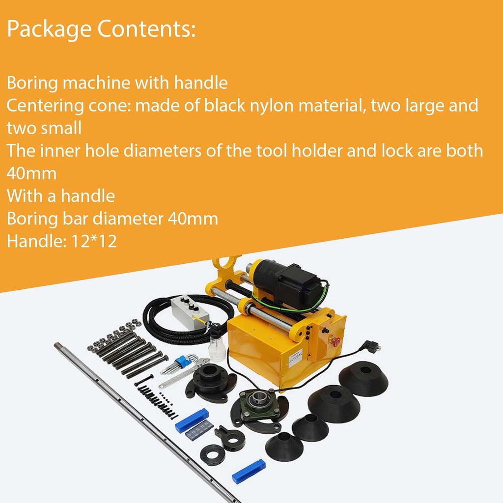 110V Portable Line Boring Machine, Hole Drilling Machine Bore Diameter 2.16'-10.23', with 4.92ft Drilling Bar and Control Handle, Professional Boring Equipment for Excavator Loader