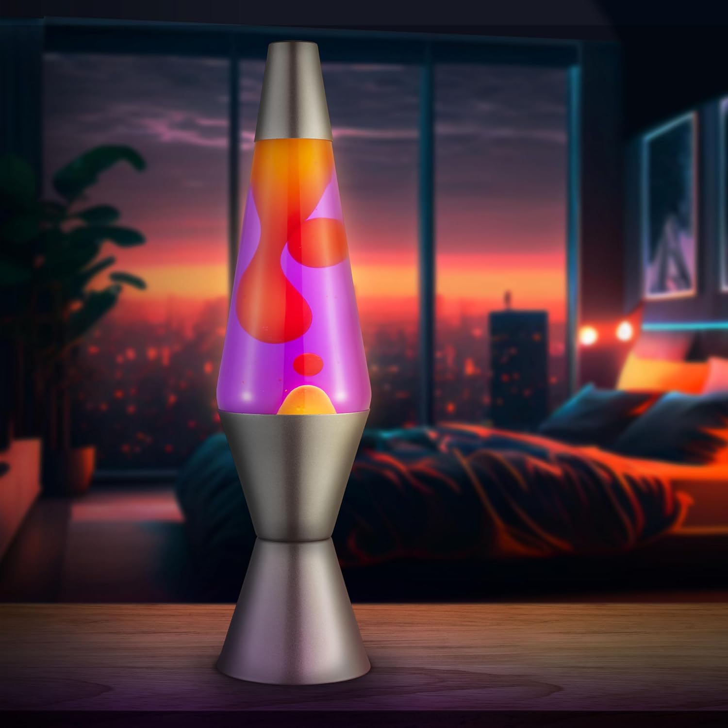Lava® Lamp - 14.5' Purple Sunset - The Original Motion Light - Yellow Wax and Purple Liquid - Item #2635 (Amazon Exclusive),(Pack of 4)