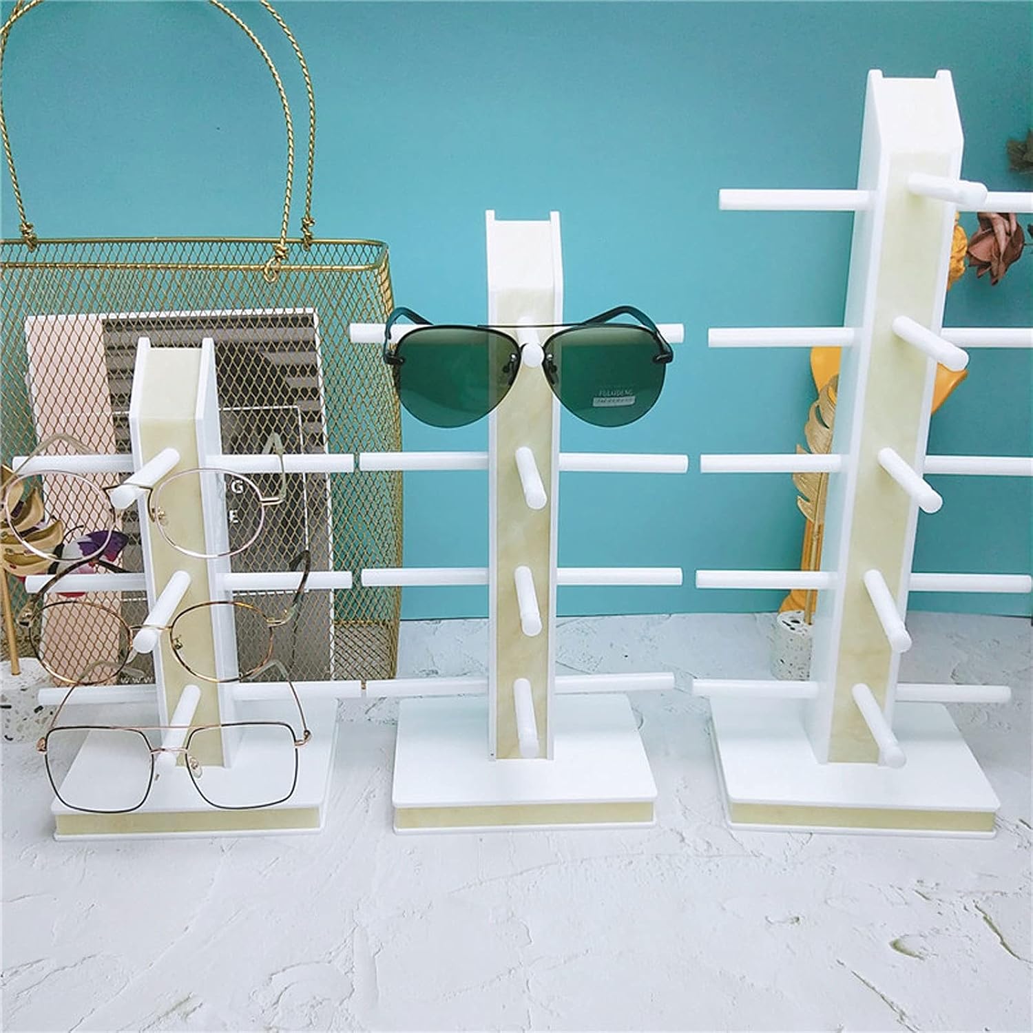 Eyeglass Displays 5 Layer Sunglasses Organizer Eyeglasses Display Stand Eyewear Storage Rack Box for Glasses Tabletop Holder Stand Display Risers(A)