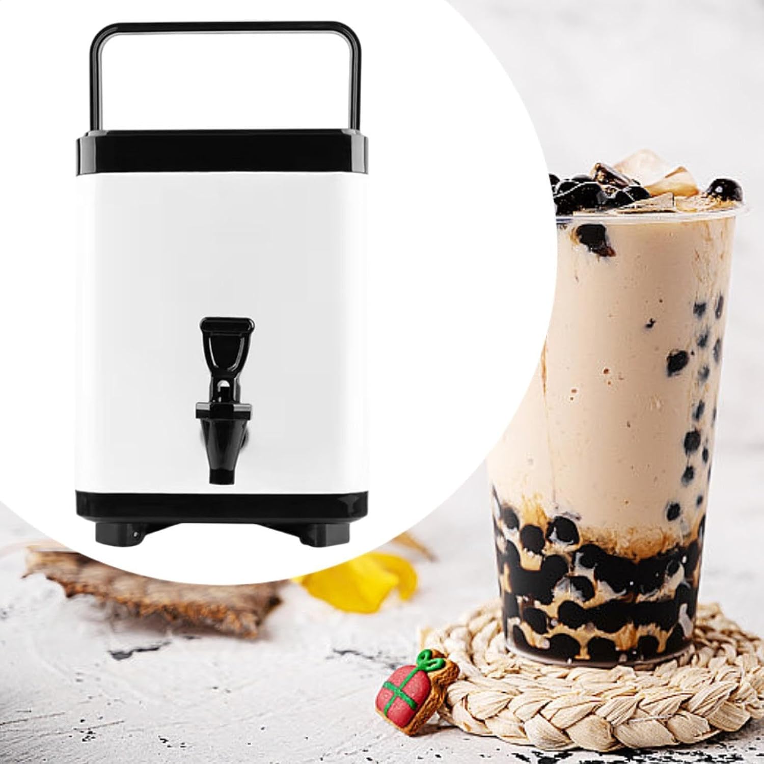 Milk Pail Hot and Cold Beverage Dispenser Portable Keep Drinks Hot or Cold Juice Bucket Coffee Bean Juice for Drinks Soup BBQ, 8L