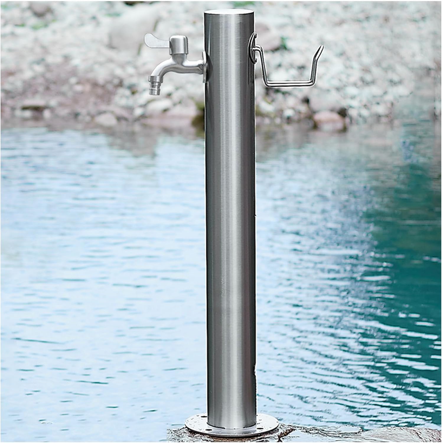 Generic Stainless Steel Garden Water Column with Faucet for Washing and Watering, Outdoor Water Tap Anti-Freezing Fountain and Hose Stand, 20.5×86CM