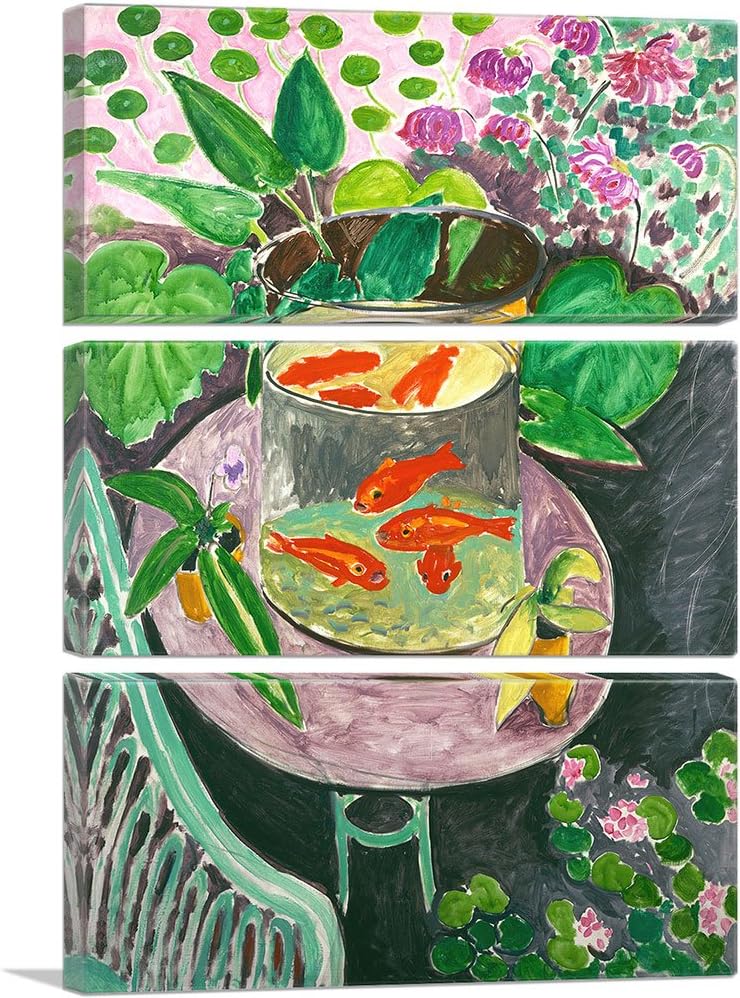 ARTCANVAS Goldfish 1911 Canvas Art Print Stretched Framed Painting Picture Poster Giclee Wall Decor by Henri Matisse - 60' x 40' (0.75' Deep) (3-Piece)