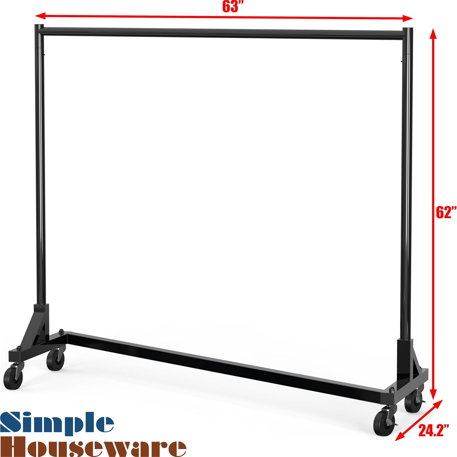 Simple Houseware Industrial Grade Z-Base Garment Rack, 500lb Load with 62 Inches Extra Long Bar, Black + Z-rack Cover/Bracket Set