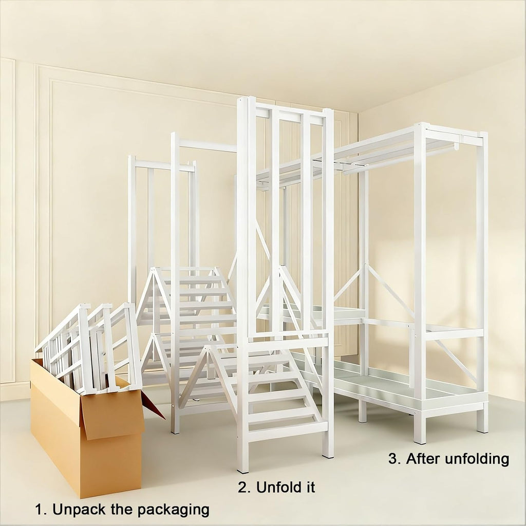 Portable Closet with Cover, Heavy-Duty Portable Wardrobe Closet, 2000lbs Weight Capacity, Foldable Garment Rack for Hanging Clothes and Coats(170cm/67in)