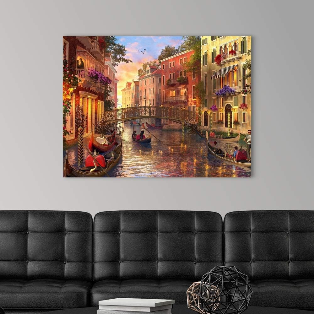 CANVAS ON DEMAND Sunset in Venice Canvas Wall Art Print by Dominic Davison, Home Decor, Design Artwork, 40'x30'
