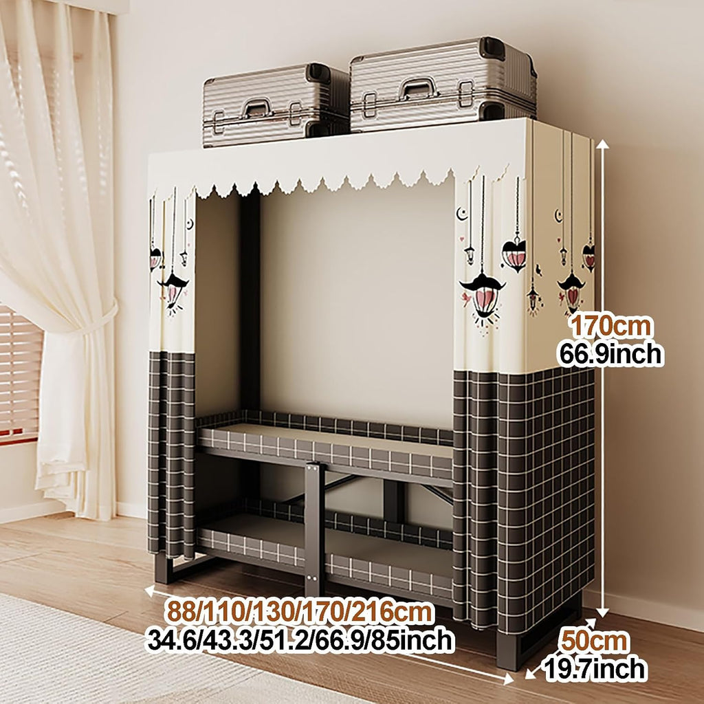 Portable Wardrobe Closet With Cover, Foldable Garment Rack For Hanging Clothes, Freestanding Metal Clothes Rack, Metal Clothing Coat Storage Organizer(Stars,88cm/34.6inch)