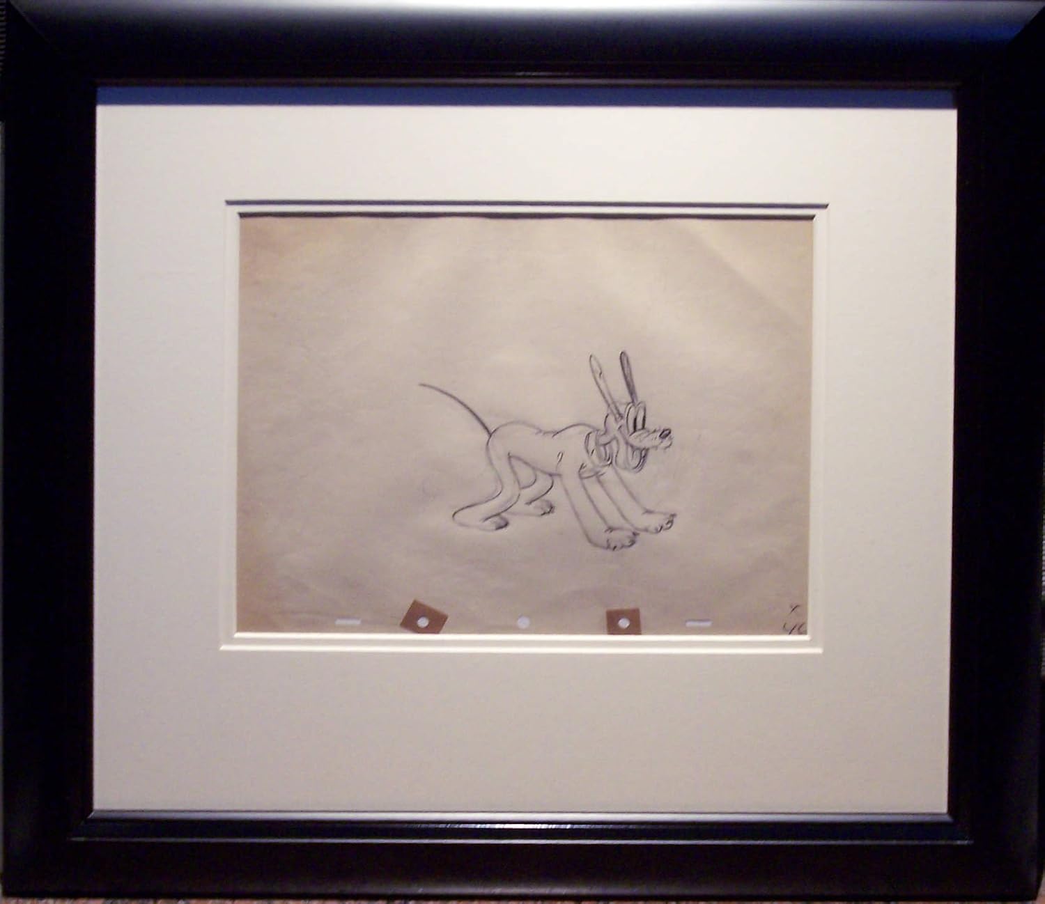 Pluto Rare Original Animation Cel Drawing by Shamus Culhane, 1939 Framed Walt Disney