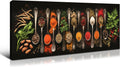 Wewejia Kitchen Pictures Wall Decor 58x28 inch, Couful Spice in Spoon Vintage Canvas Wall Art Food Photos Painting On Canvas Stretched Framed Home Decoration Gift Ready to Hang