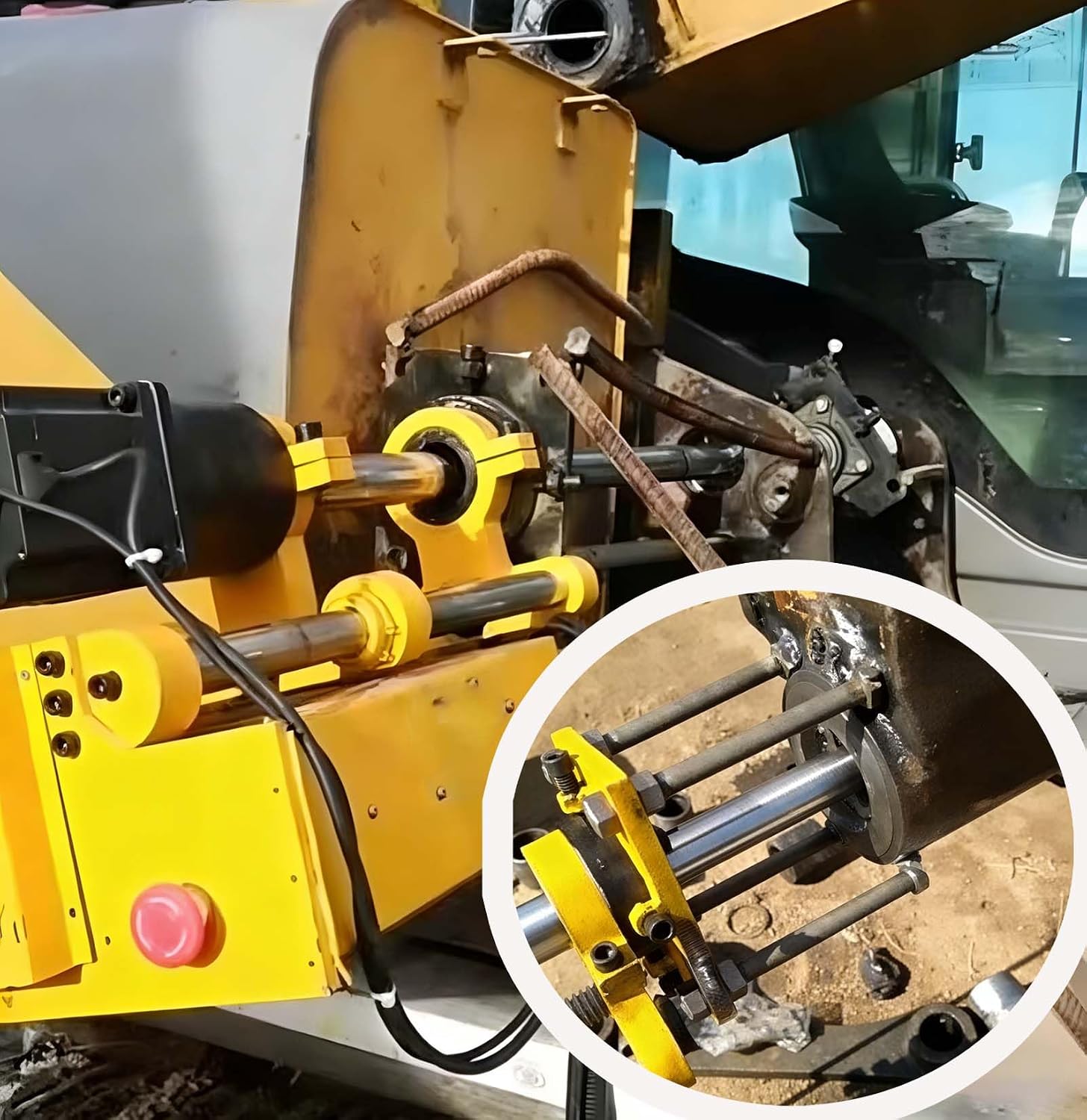 110V Portable Line Boring Machine, Hole Drilling Machine Bore Diameter 2.16'-10.23', with 4.92ft Drilling Bar and Control Handle, Professional Boring Equipment for Excavator Loader