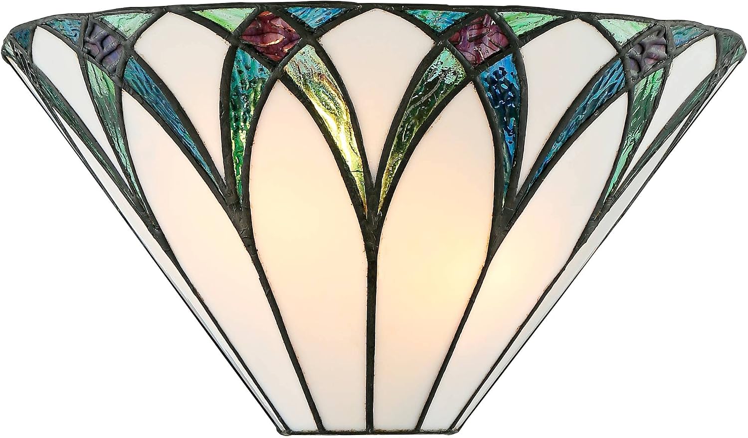 Regency Hill Filton Vintage Tiffany Style Wall Light Sconces Set of 2 Bronze Metal Hardwired 12 1/4' Fixture Blue White Art Glass for Bedroom Bathroom Vanity Living Room Home Hallway Dining