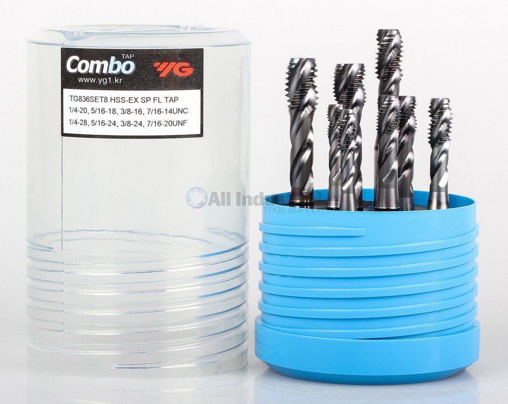 YG1 TG836SET8 | 3 Flute Spiral HSS-Ex TiCN Coated Combo Tap Set