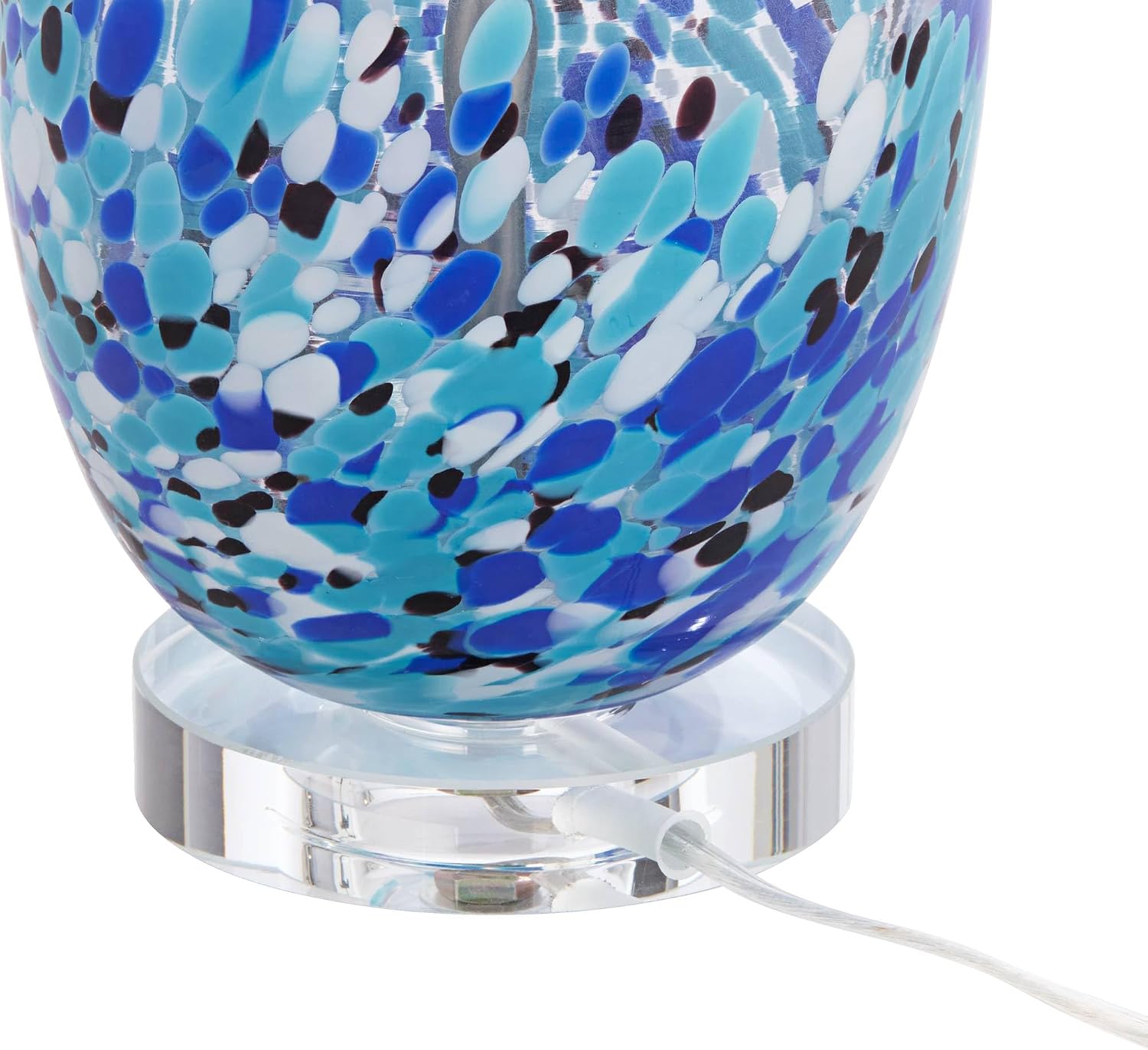 Marnie 27 3/4' Tall Curved Modern Coastal Table Lamps Set of 2 Blue Art Glass Fabric White Shade Living Room Bedroom Bedside Nightstand House Office Home Reading (Colors May Vary) - 360 Lighting