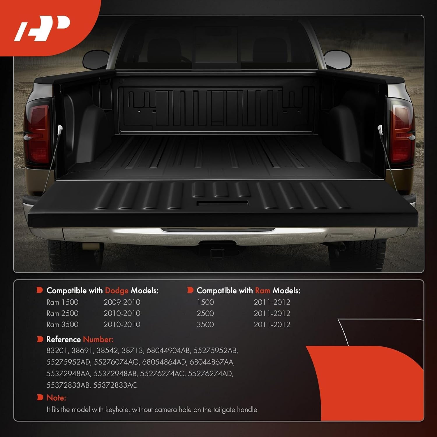 A-Premium Tailgate Rebuild Kit Compatible with Ram 1500/2500/3500 2011-2012 & Dodge Ram 1500 2009-2010, Ram 2500 3500 2010, Rear Tailgate Parts Metal Handle Bezel Latch Cable Bolts (Pack of 30)